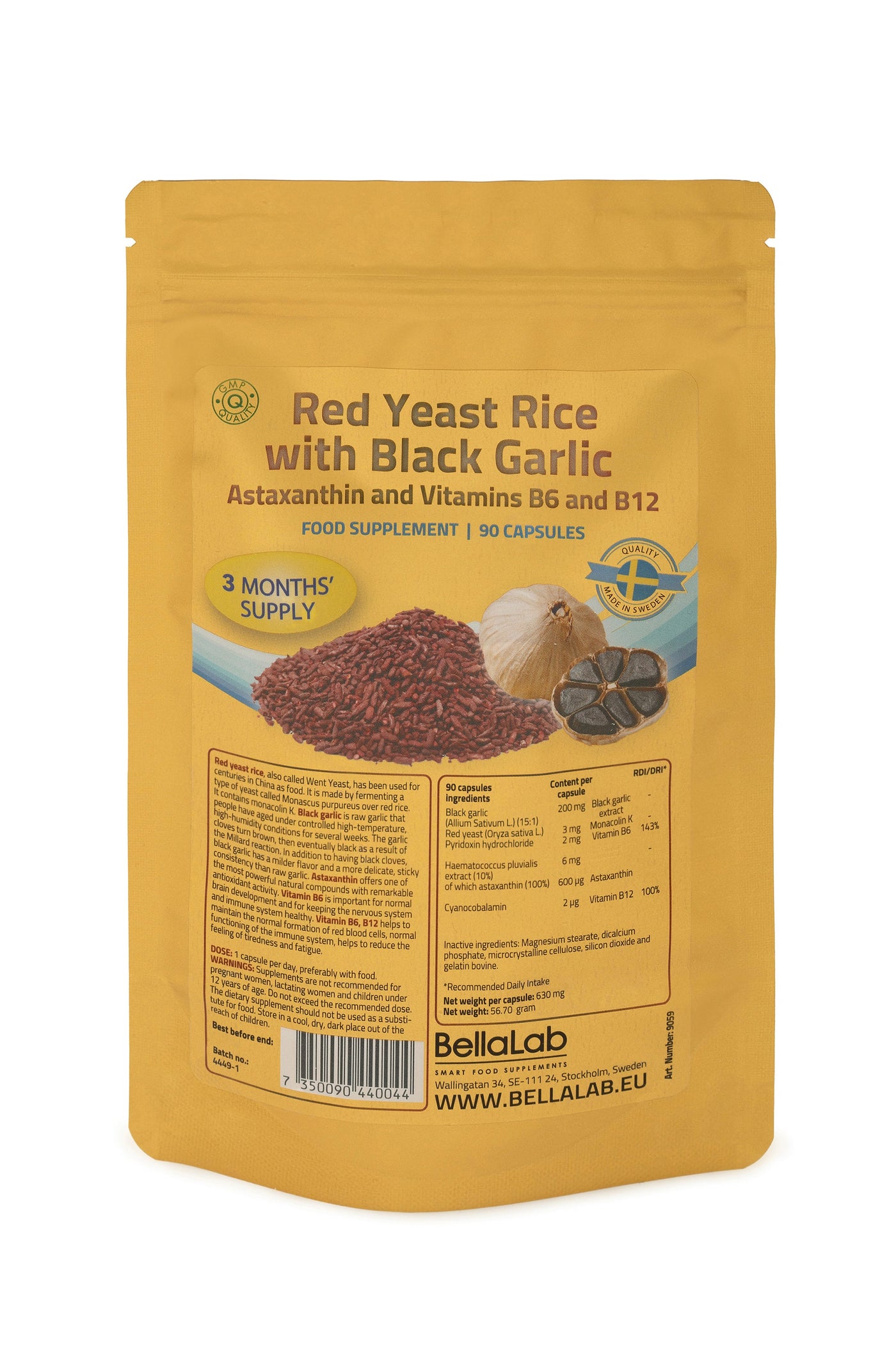 Rdeči kvasni riž s črnim česnom, astaksantinom in vitaminoma B6, B12
